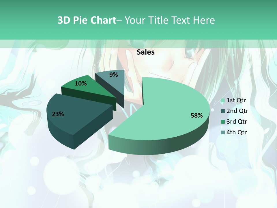 An Anime Character With Green Hair And A Green Background PowerPoint Template