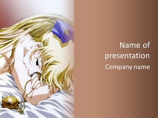 A Woman Laying On Top Of A Bed Next To A Wall PowerPoint Template