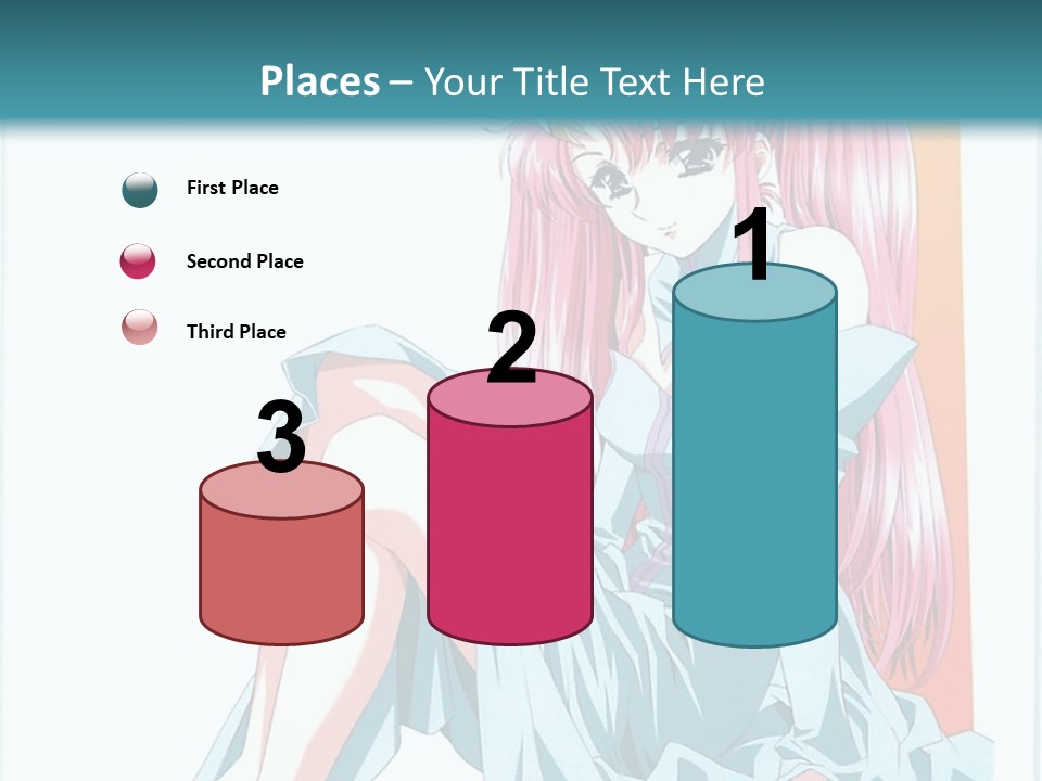 A Girl With Pink Hair Is Sitting On The Floor PowerPoint Template