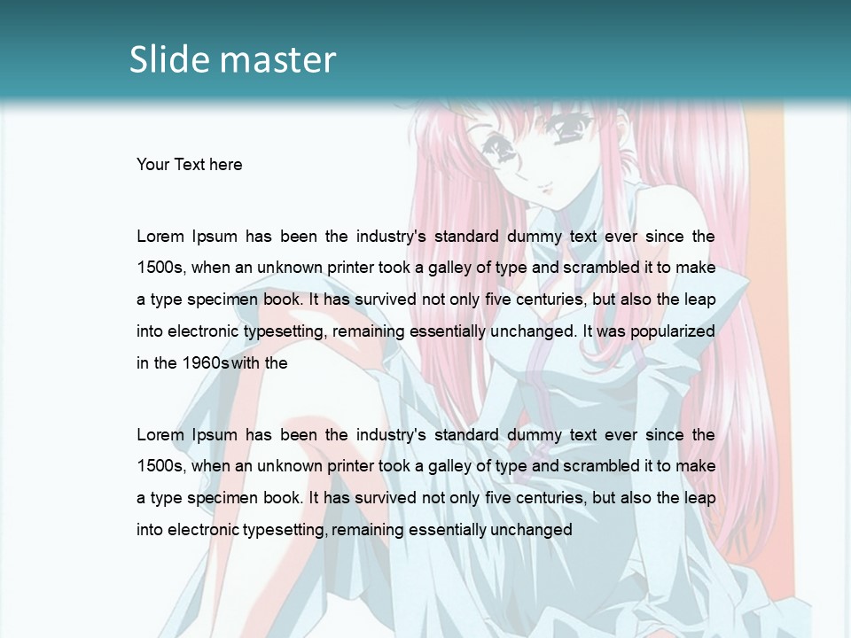 A Girl With Pink Hair Is Sitting On The Floor PowerPoint Template