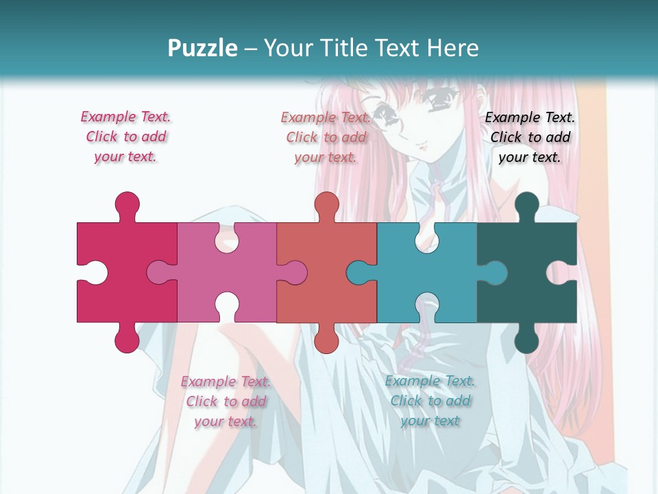 A Girl With Pink Hair Is Sitting On The Floor PowerPoint Template