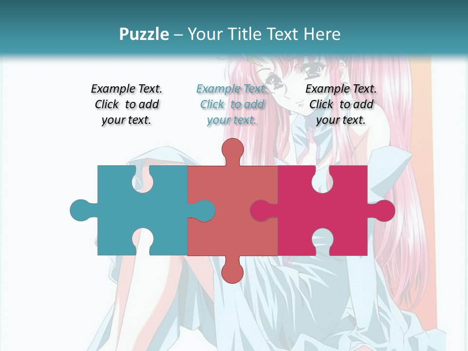 A Girl With Pink Hair Is Sitting On The Floor PowerPoint Template