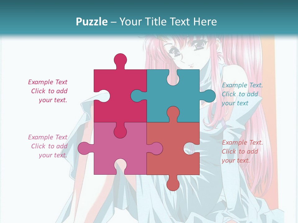 A Girl With Pink Hair Is Sitting On The Floor PowerPoint Template