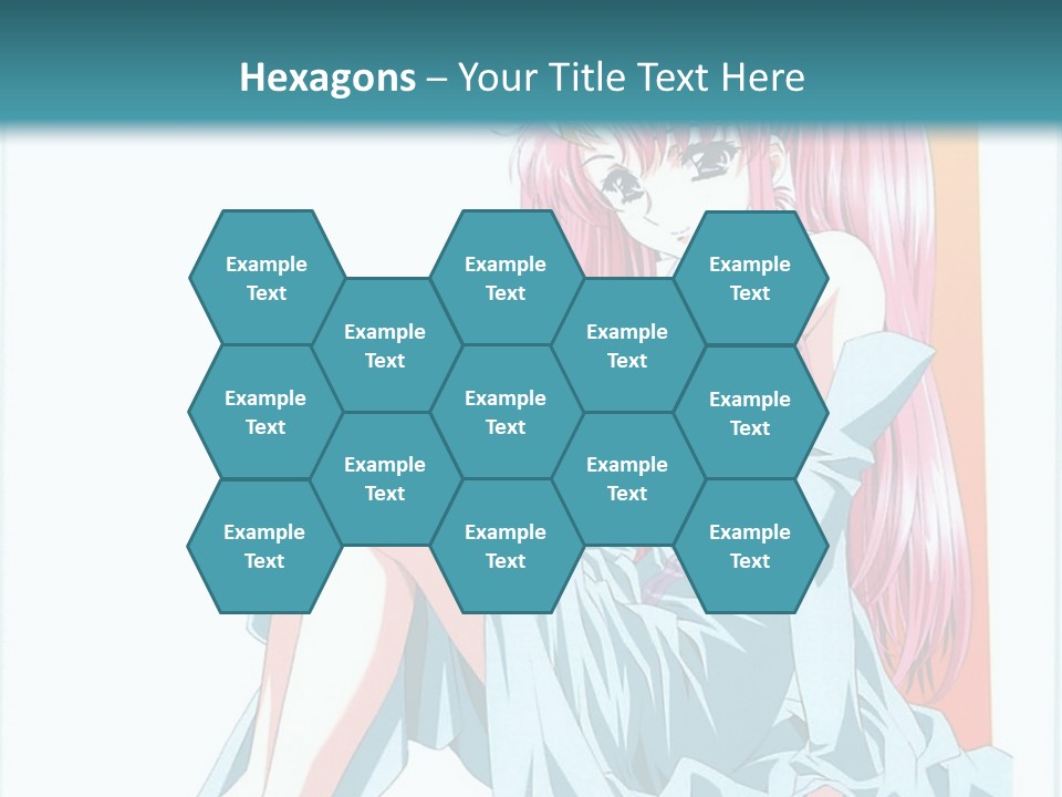 A Girl With Pink Hair Is Sitting On The Floor PowerPoint Template