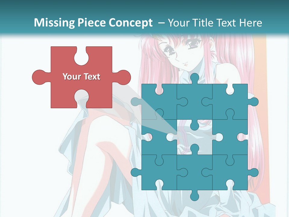 A Girl With Pink Hair Is Sitting On The Floor PowerPoint Template