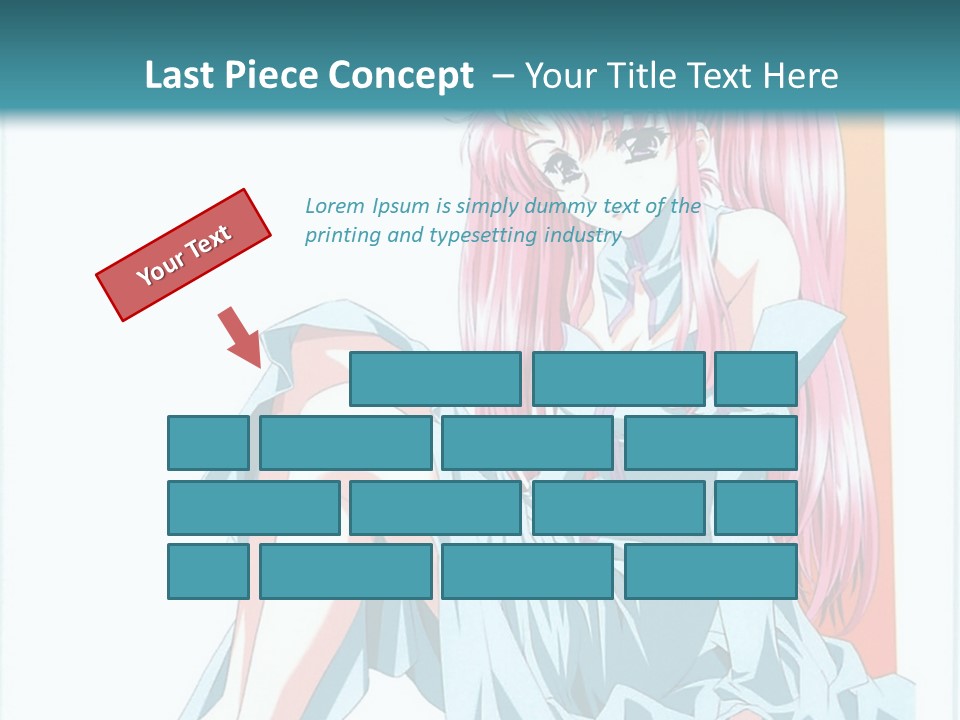 A Girl With Pink Hair Is Sitting On The Floor PowerPoint Template