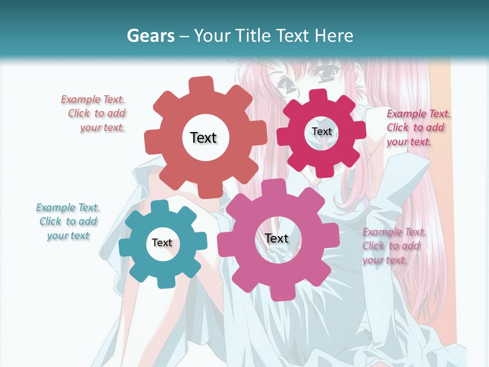 A Girl With Pink Hair Is Sitting On The Floor PowerPoint Template