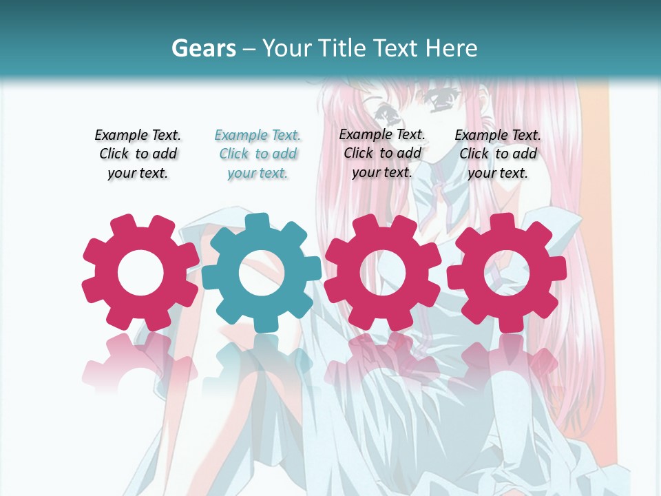 A Girl With Pink Hair Is Sitting On The Floor PowerPoint Template