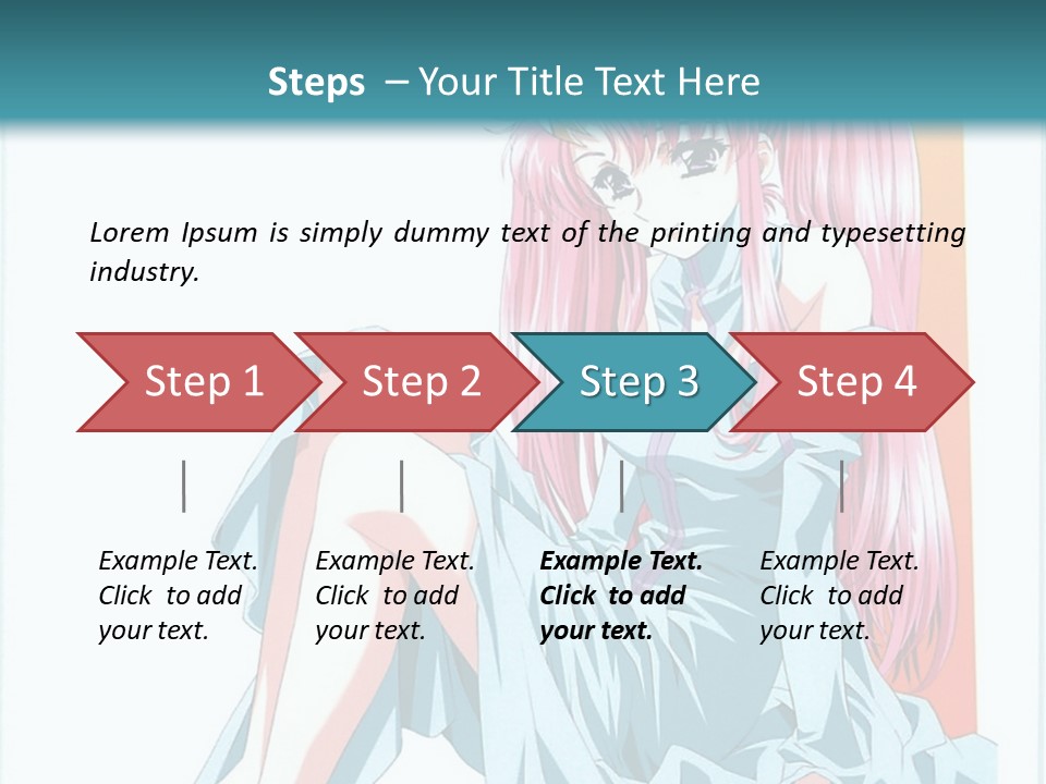 A Girl With Pink Hair Is Sitting On The Floor PowerPoint Template