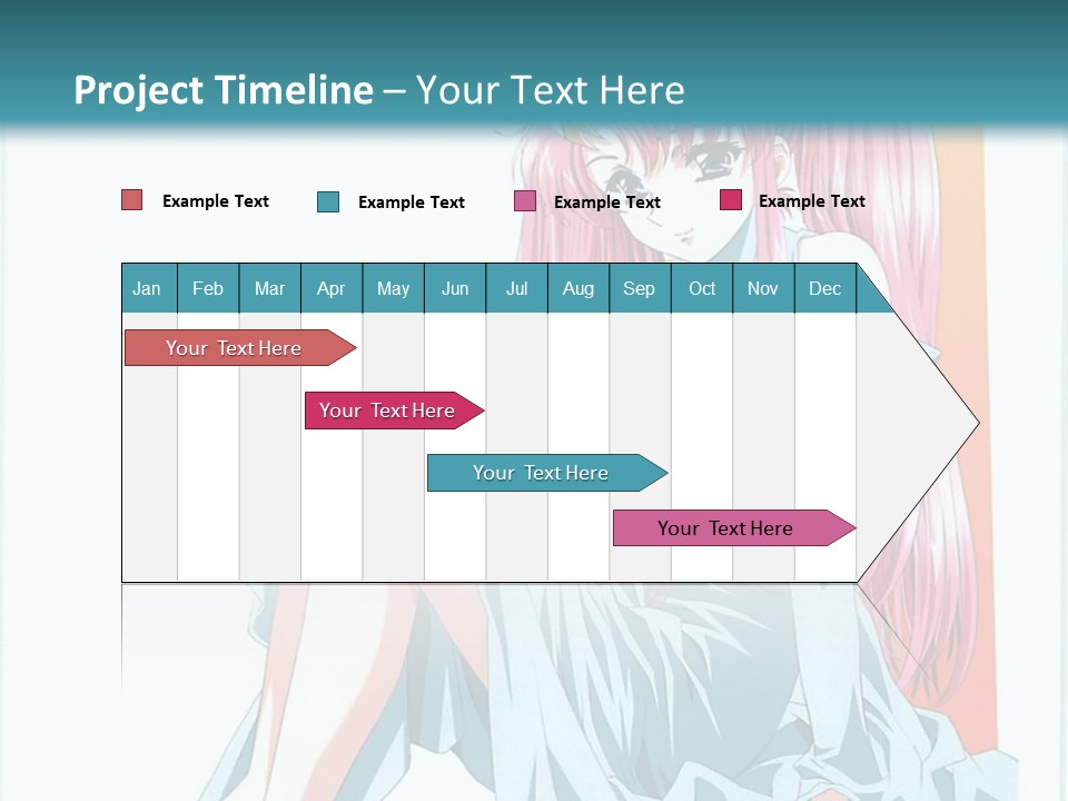 A Girl With Pink Hair Is Sitting On The Floor PowerPoint Template