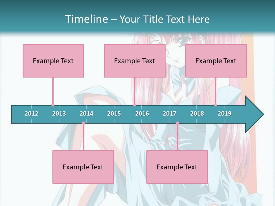 A Girl With Pink Hair Is Sitting On The Floor PowerPoint Template