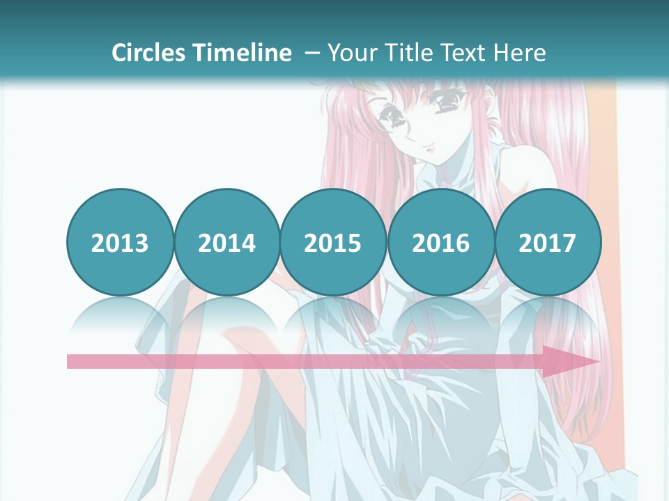 A Girl With Pink Hair Is Sitting On The Floor PowerPoint Template