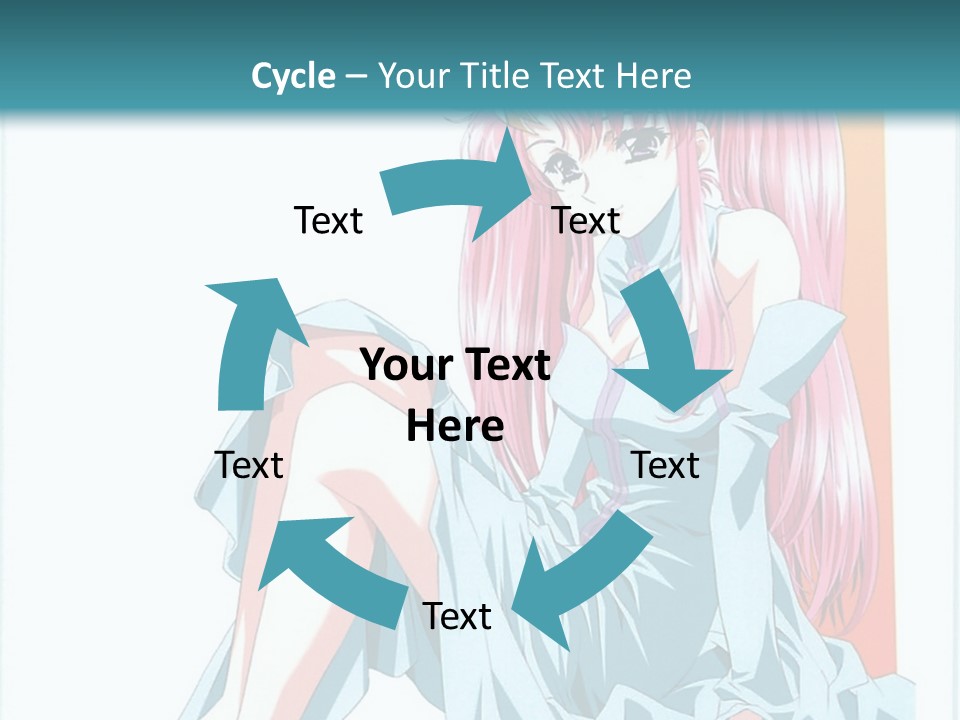 A Girl With Pink Hair Is Sitting On The Floor PowerPoint Template