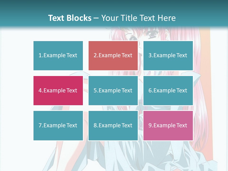 A Girl With Pink Hair Is Sitting On The Floor PowerPoint Template