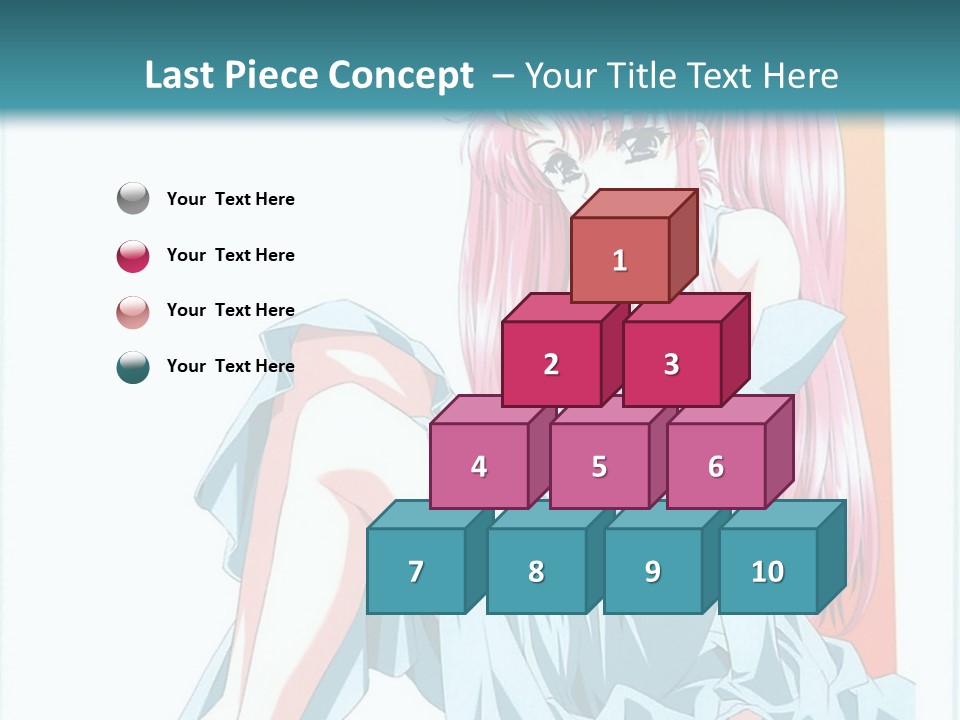 A Girl With Pink Hair Is Sitting On The Floor PowerPoint Template