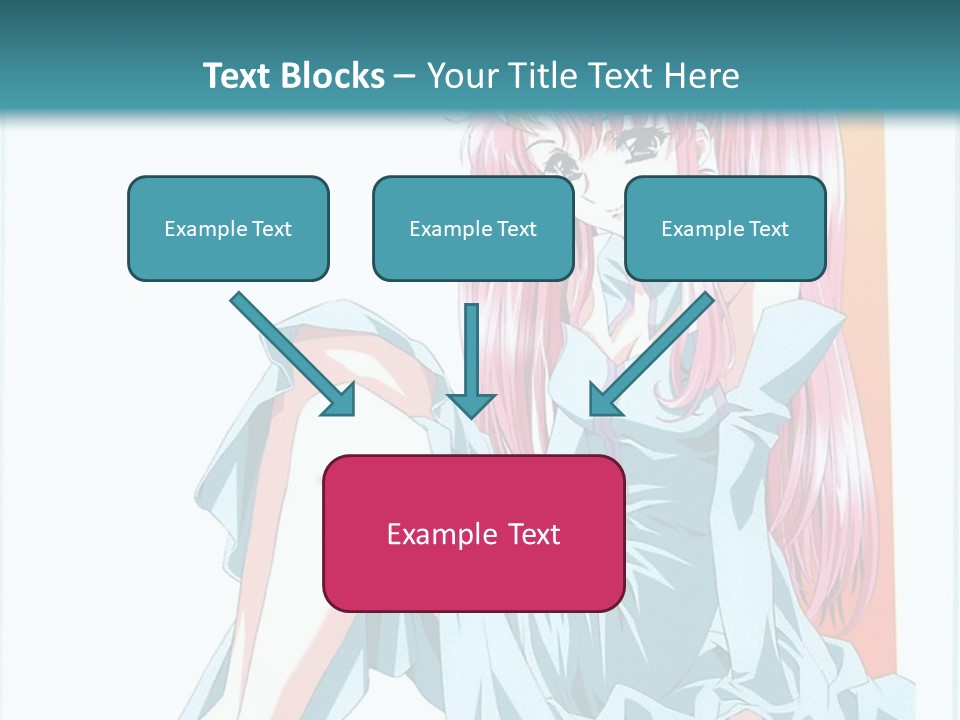 A Girl With Pink Hair Is Sitting On The Floor PowerPoint Template