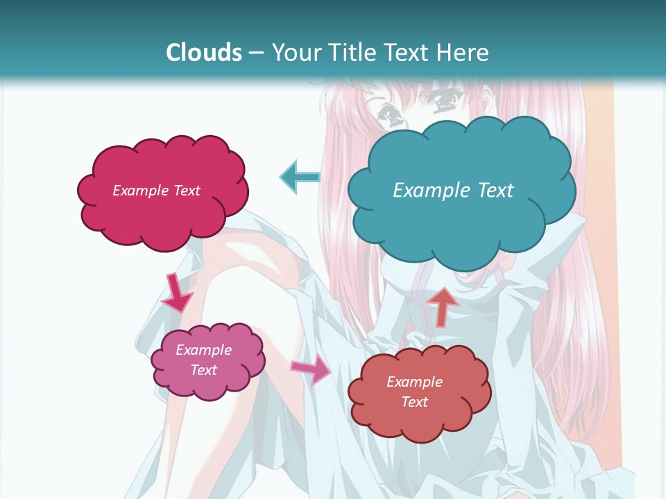 A Girl With Pink Hair Is Sitting On The Floor PowerPoint Template