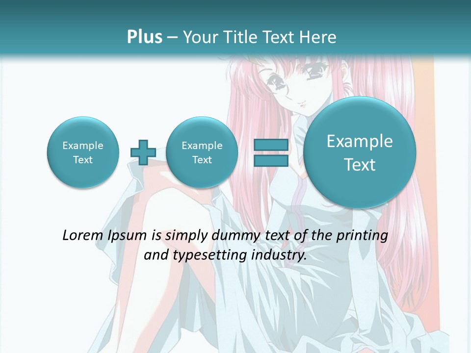 A Girl With Pink Hair Is Sitting On The Floor PowerPoint Template