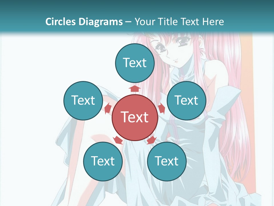 A Girl With Pink Hair Is Sitting On The Floor PowerPoint Template