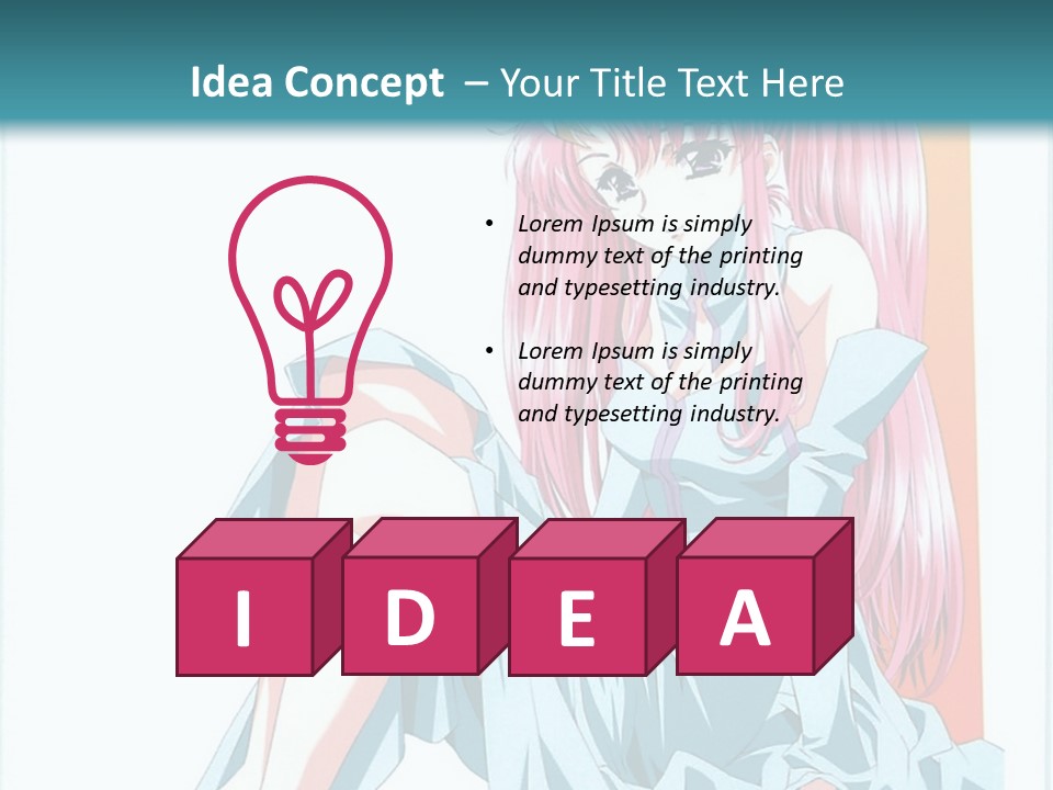 A Girl With Pink Hair Is Sitting On The Floor PowerPoint Template