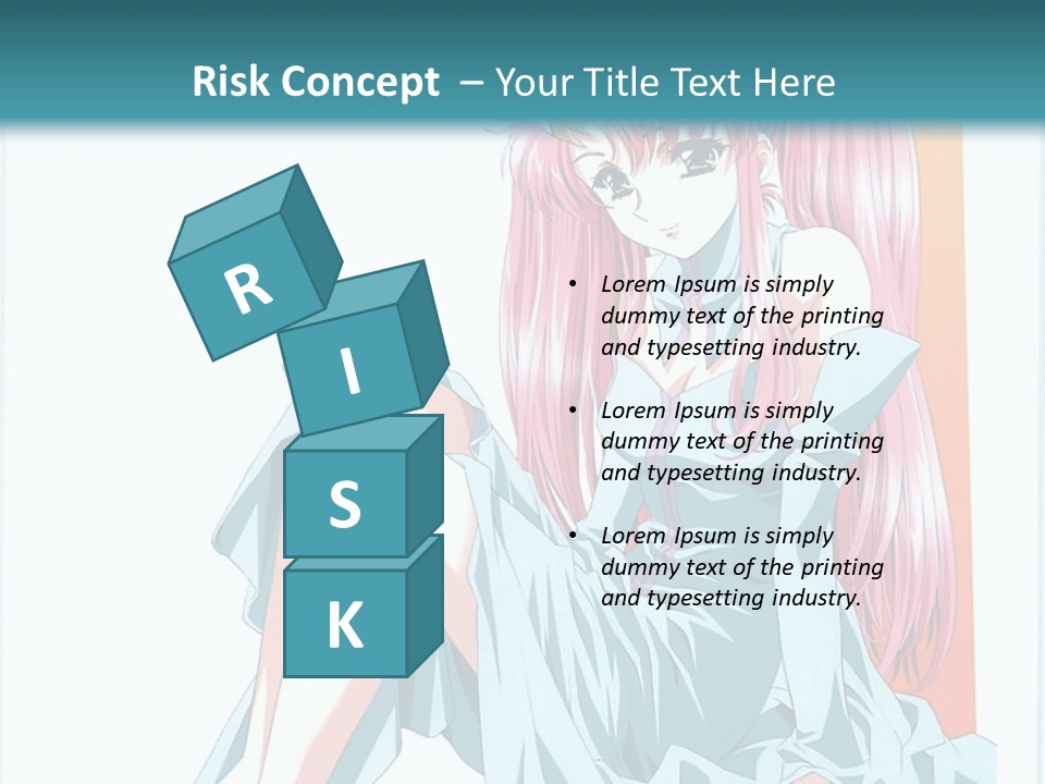 A Girl With Pink Hair Is Sitting On The Floor PowerPoint Template