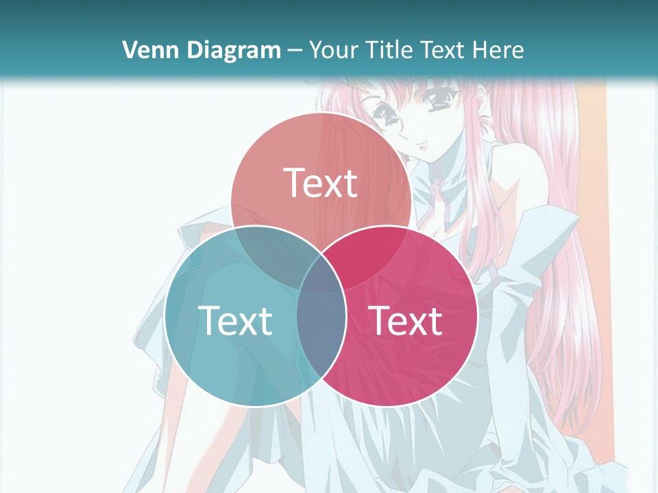 A Girl With Pink Hair Is Sitting On The Floor PowerPoint Template