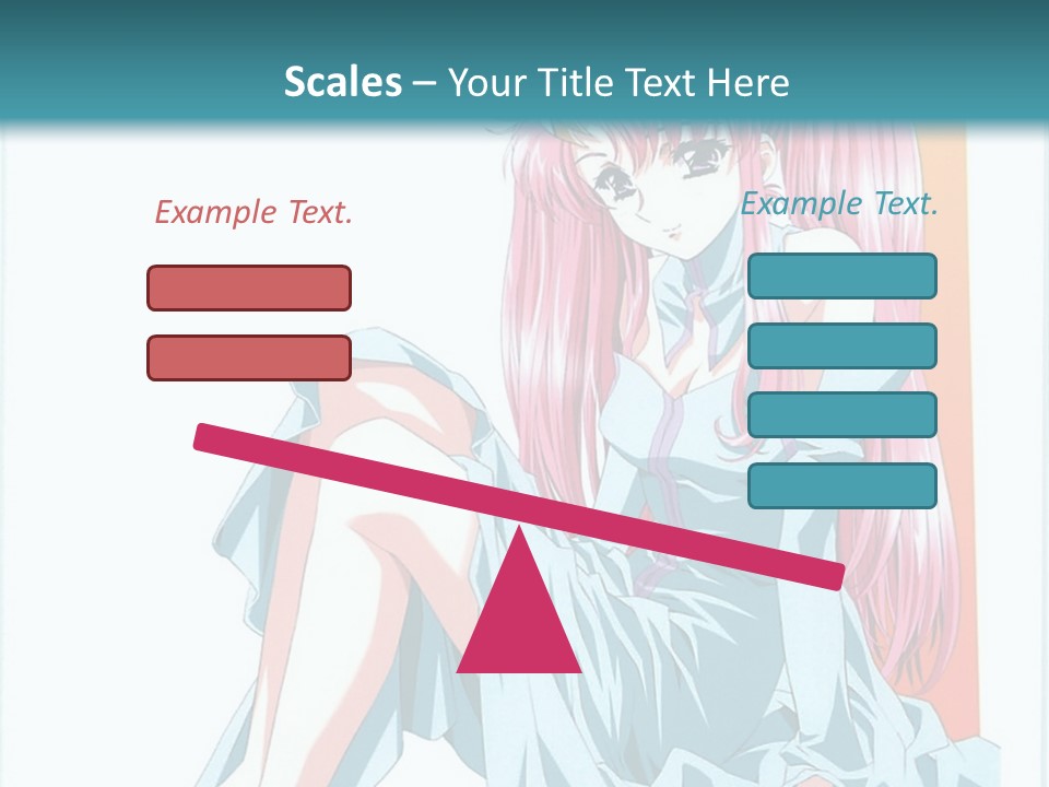 A Girl With Pink Hair Is Sitting On The Floor PowerPoint Template