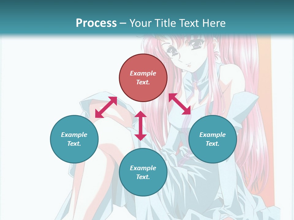 A Girl With Pink Hair Is Sitting On The Floor PowerPoint Template