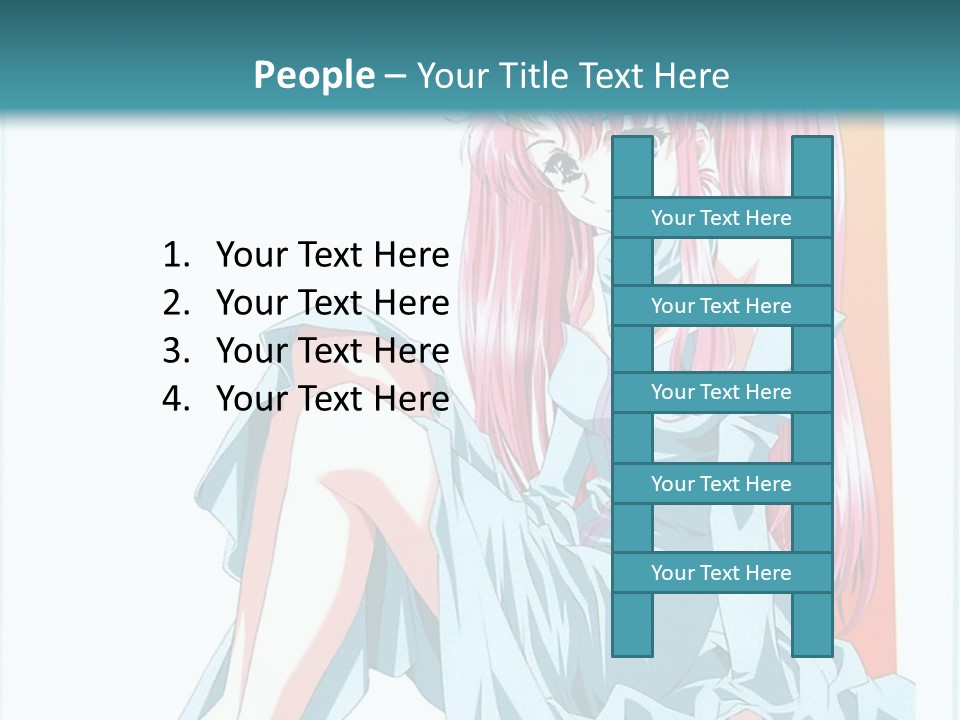 A Girl With Pink Hair Is Sitting On The Floor PowerPoint Template