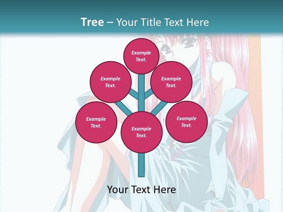 A Girl With Pink Hair Is Sitting On The Floor PowerPoint Template