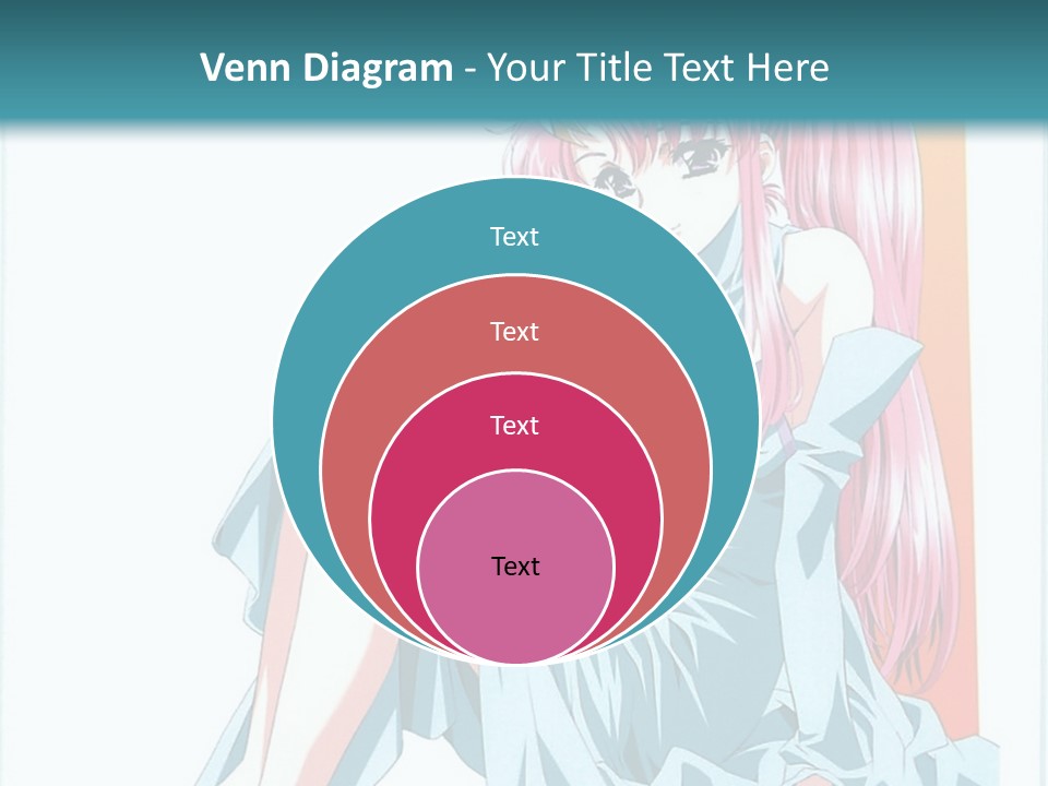 A Girl With Pink Hair Is Sitting On The Floor PowerPoint Template