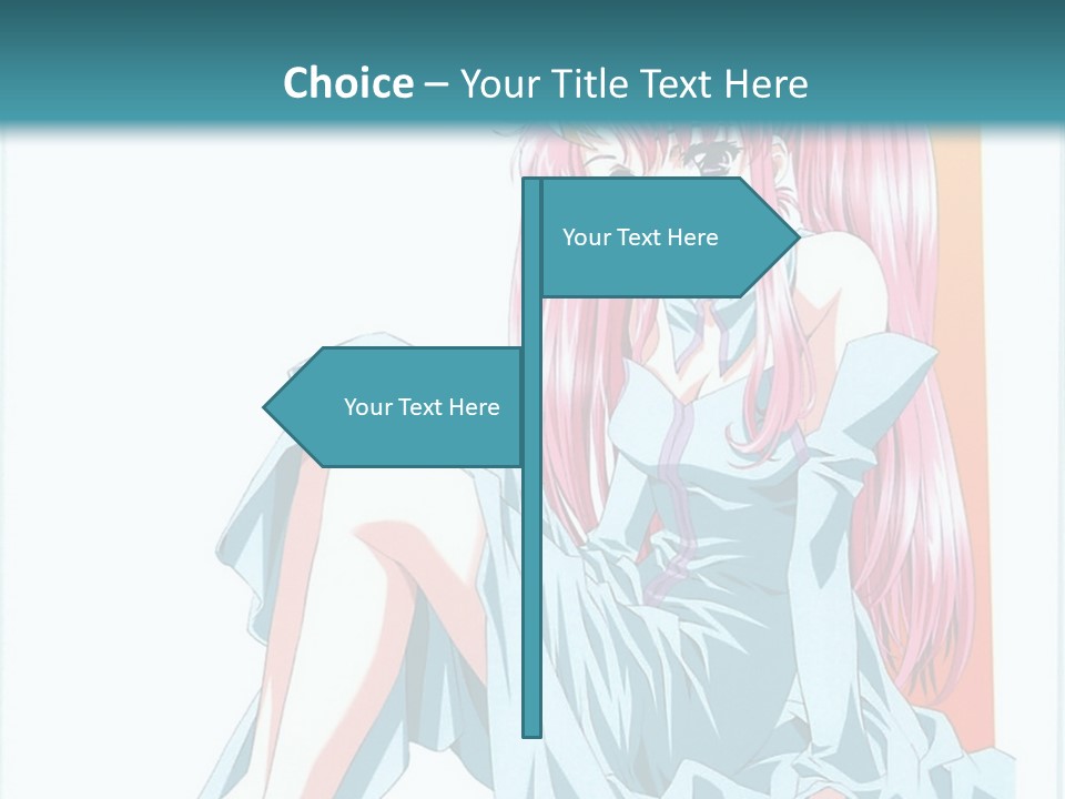 A Girl With Pink Hair Is Sitting On The Floor PowerPoint Template