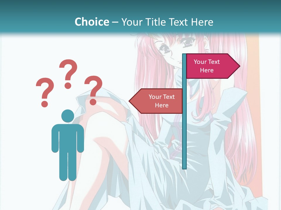 A Girl With Pink Hair Is Sitting On The Floor PowerPoint Template