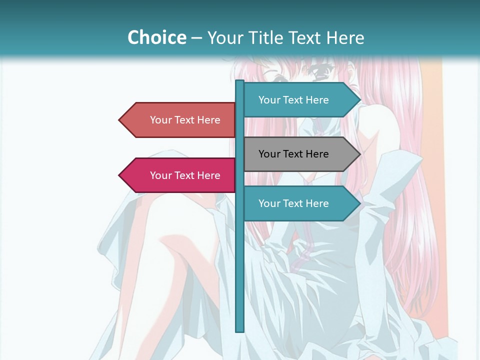 A Girl With Pink Hair Is Sitting On The Floor PowerPoint Template