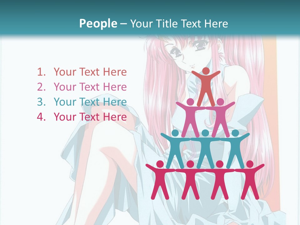 A Girl With Pink Hair Is Sitting On The Floor PowerPoint Template