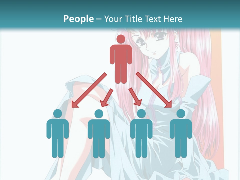 A Girl With Pink Hair Is Sitting On The Floor PowerPoint Template