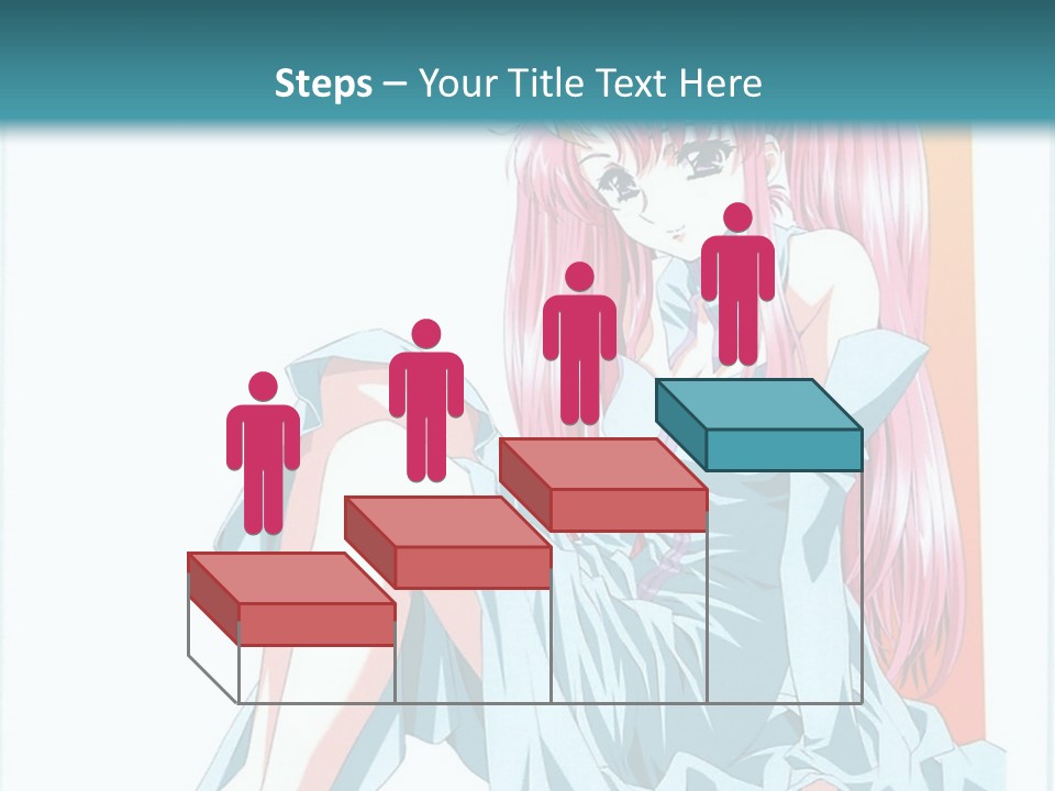 A Girl With Pink Hair Is Sitting On The Floor PowerPoint Template