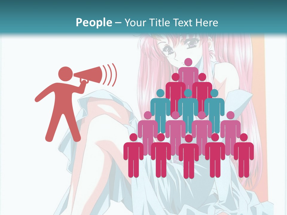 A Girl With Pink Hair Is Sitting On The Floor PowerPoint Template