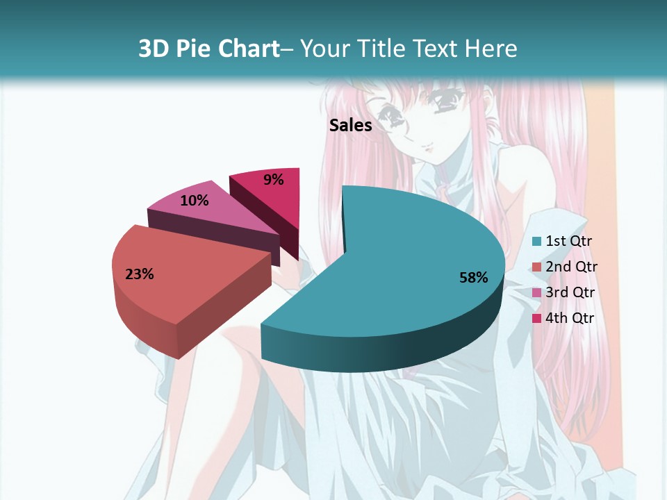 A Girl With Pink Hair Is Sitting On The Floor PowerPoint Template