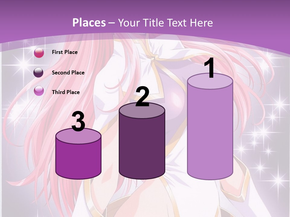 A Girl With Pink Hair Is Standing In Front Of A Purple Background PowerPoint Template
