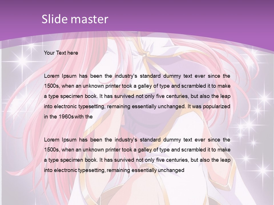 A Girl With Pink Hair Is Standing In Front Of A Purple Background PowerPoint Template