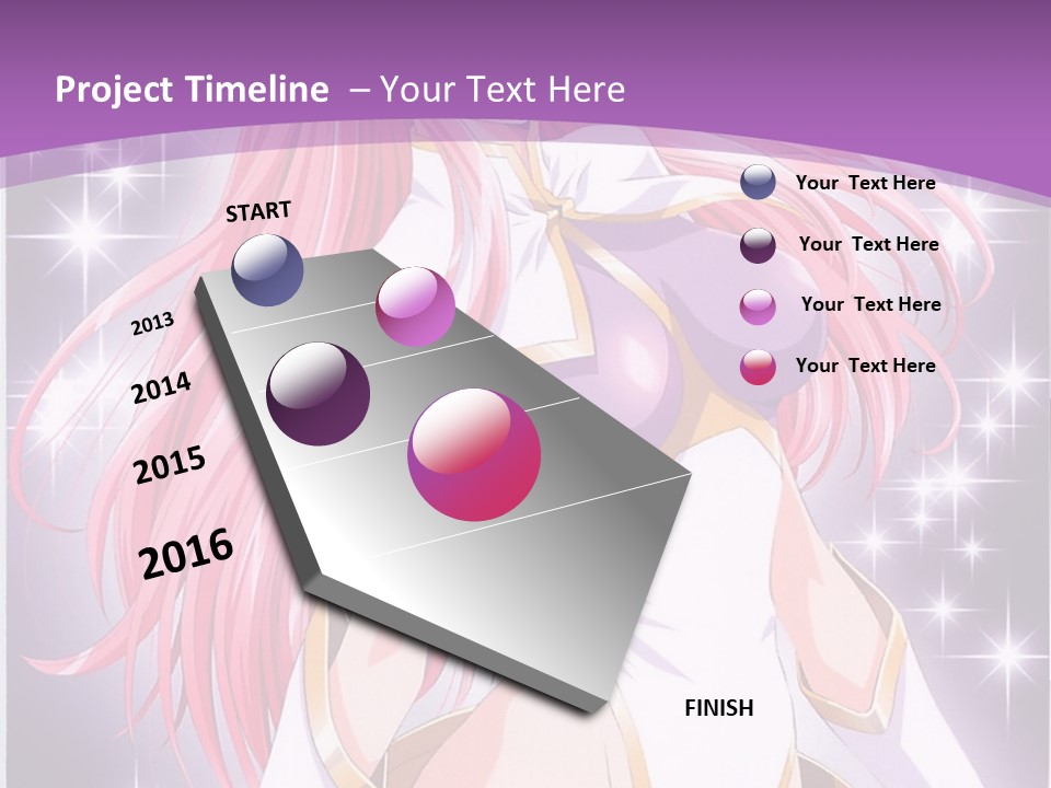 A Girl With Pink Hair Is Standing In Front Of A Purple Background PowerPoint Template