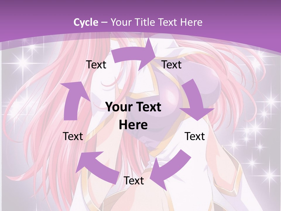 A Girl With Pink Hair Is Standing In Front Of A Purple Background PowerPoint Template