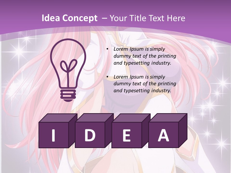 A Girl With Pink Hair Is Standing In Front Of A Purple Background PowerPoint Template