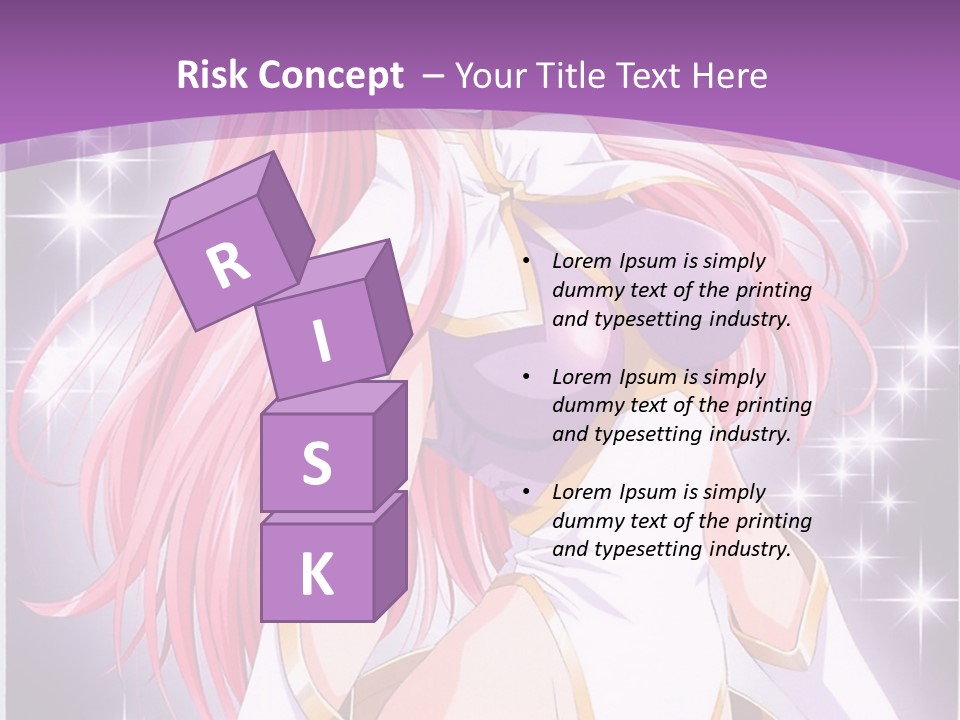 A Girl With Pink Hair Is Standing In Front Of A Purple Background PowerPoint Template