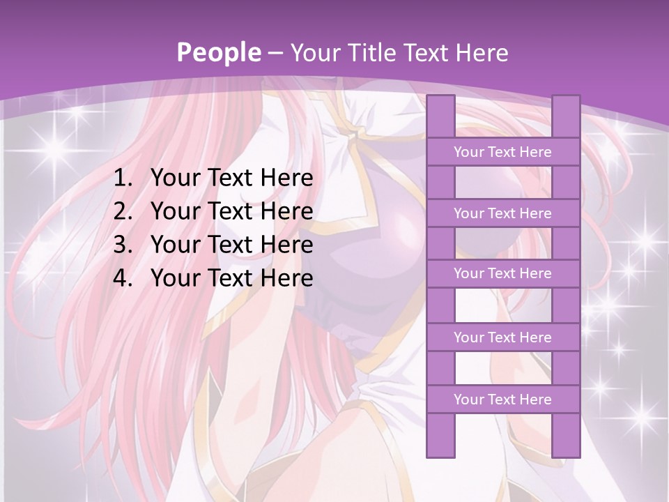 A Girl With Pink Hair Is Standing In Front Of A Purple Background PowerPoint Template