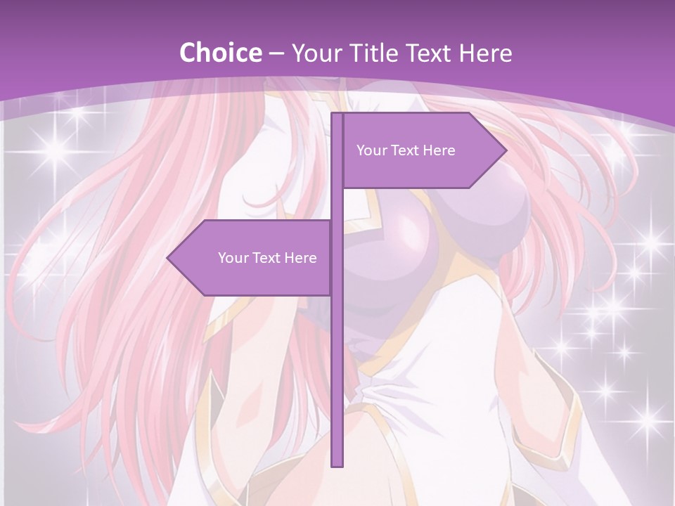 A Girl With Pink Hair Is Standing In Front Of A Purple Background PowerPoint Template