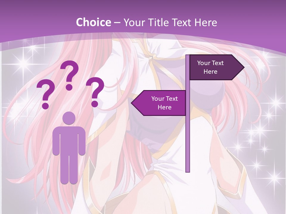 A Girl With Pink Hair Is Standing In Front Of A Purple Background PowerPoint Template