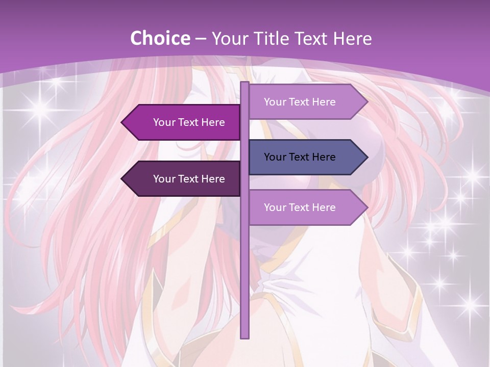 A Girl With Pink Hair Is Standing In Front Of A Purple Background PowerPoint Template