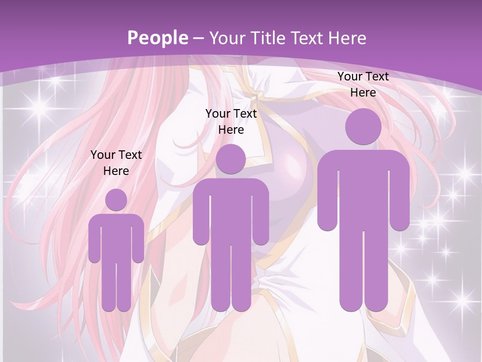 A Girl With Pink Hair Is Standing In Front Of A Purple Background PowerPoint Template